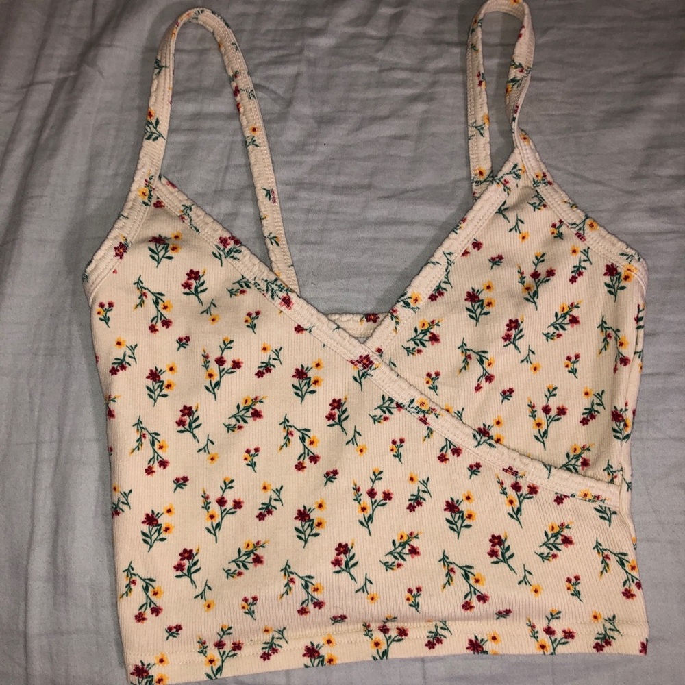 yellow pastel flower crop top